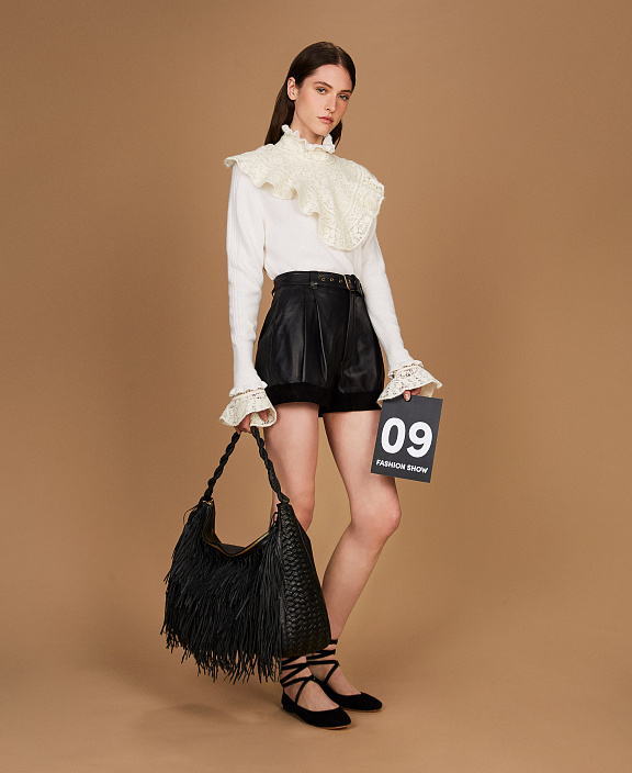 Большая кожаная сумка Liliane с бахромой