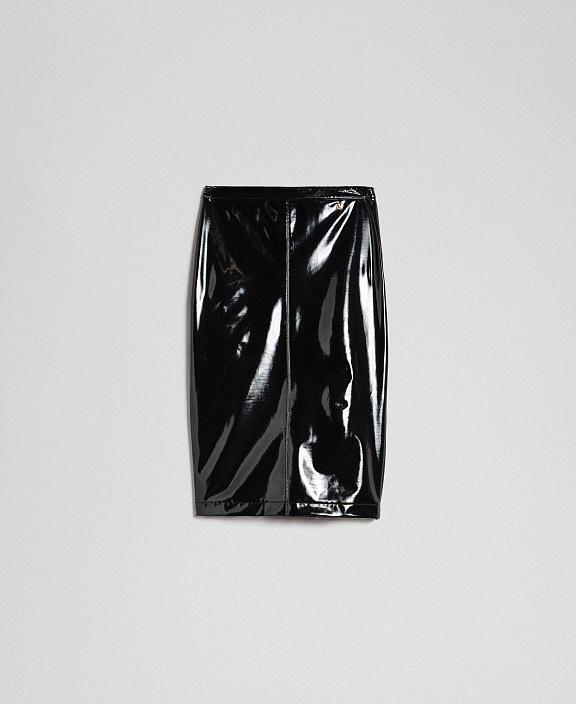 Юбка-миди из искусственной кожи с лакированным эффектом