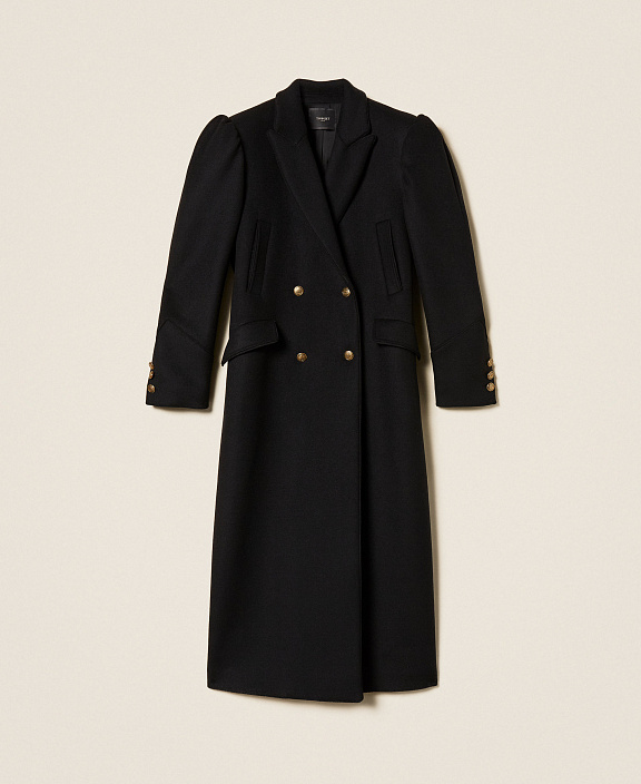 Длинное пальто из полушерстяного сукна