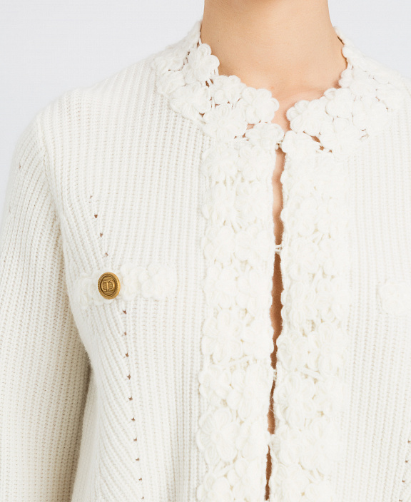 Полушерстяной кардиган с кружевом
