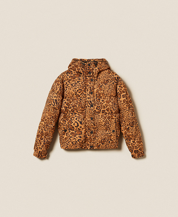 Пуховик с животным принтом