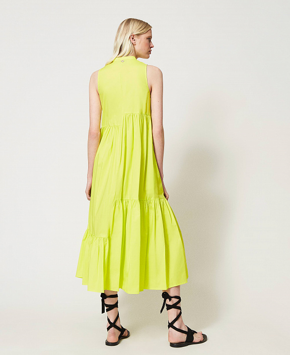 Длинное платье из поплина с оборками