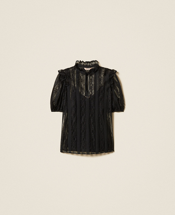 Кружевная блузка в полоску