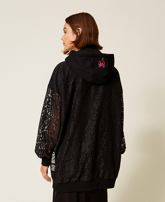 Толстовка макси MYFO из кружева с вышивкой