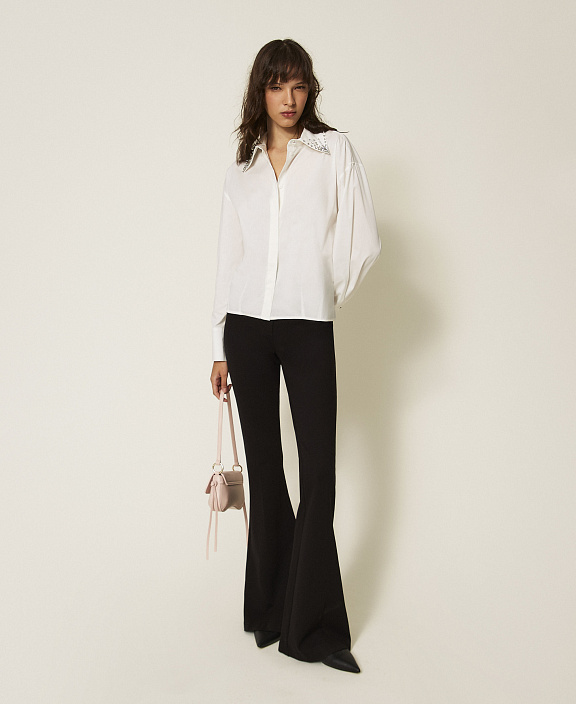 Рубашка из поплина со стразами