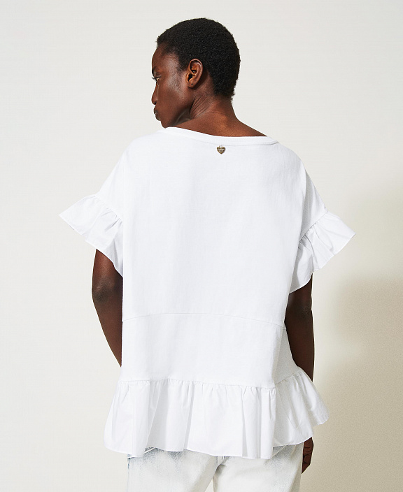 Футболка с воланом из поплина