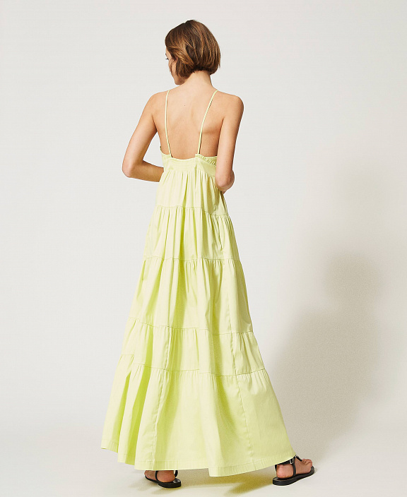 Длинное платье Draco из поплина с оборками