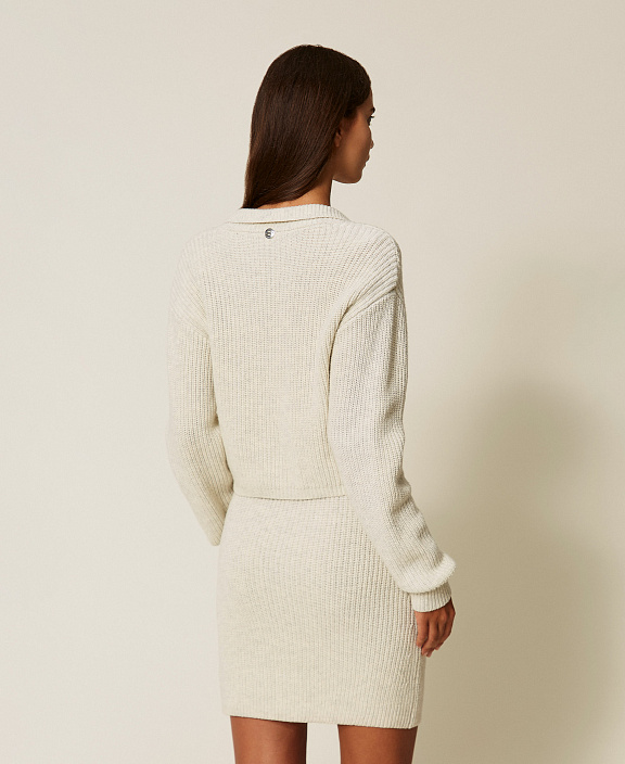 Укороченный кардиган в рубчик