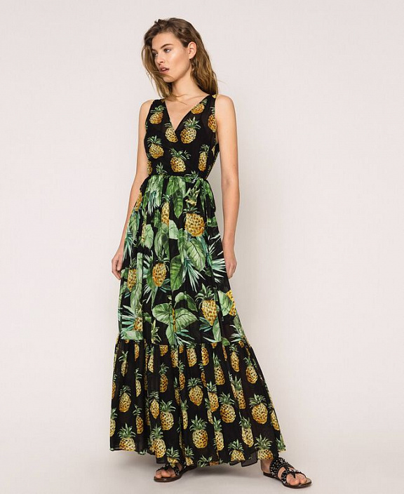 Длинное платье с принтом