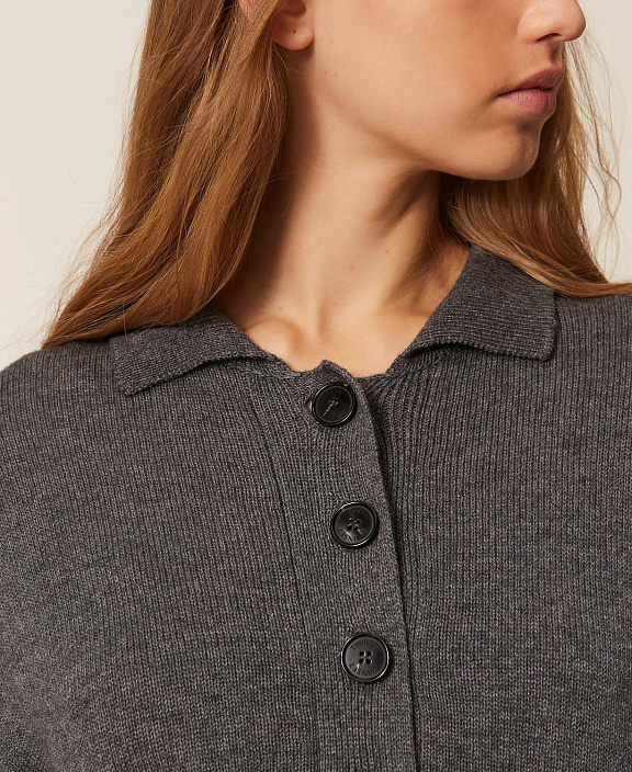 Джемпер из смесовой шерсти с воротником-поло