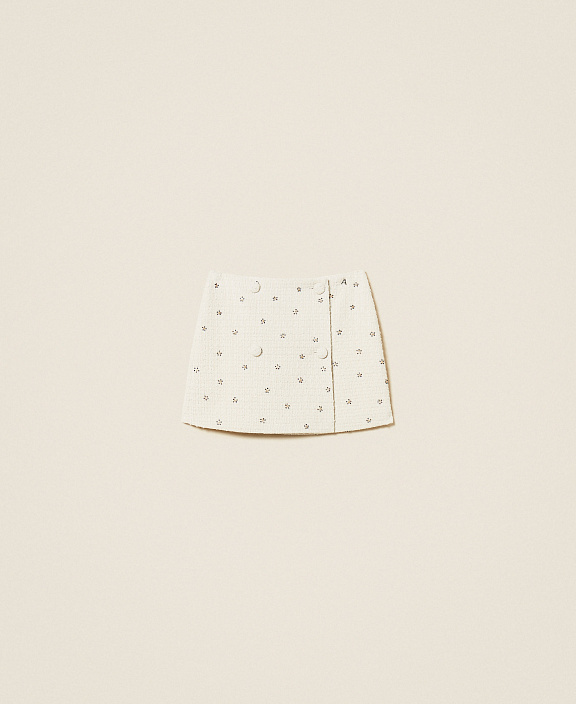 Мини-юбка из букле с вышивкой