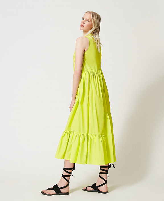 Длинное платье из поплина с оборками