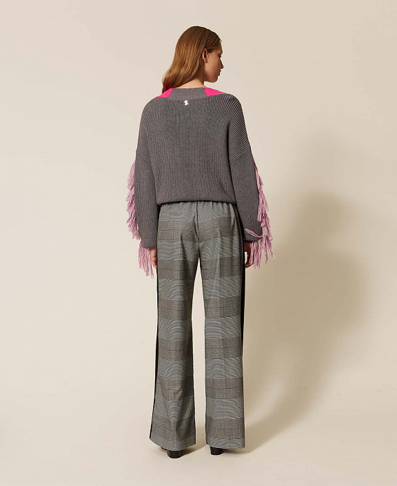 Брюки-палаццо MYFO в клетку с лампасами