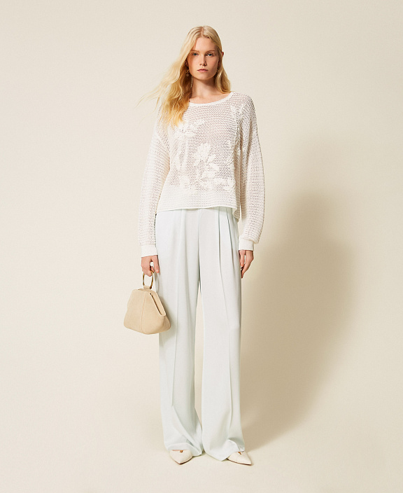 Сетчатый джемпер с ручной вышивкой