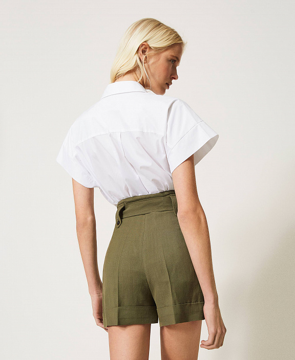 Шорты из смесового льна