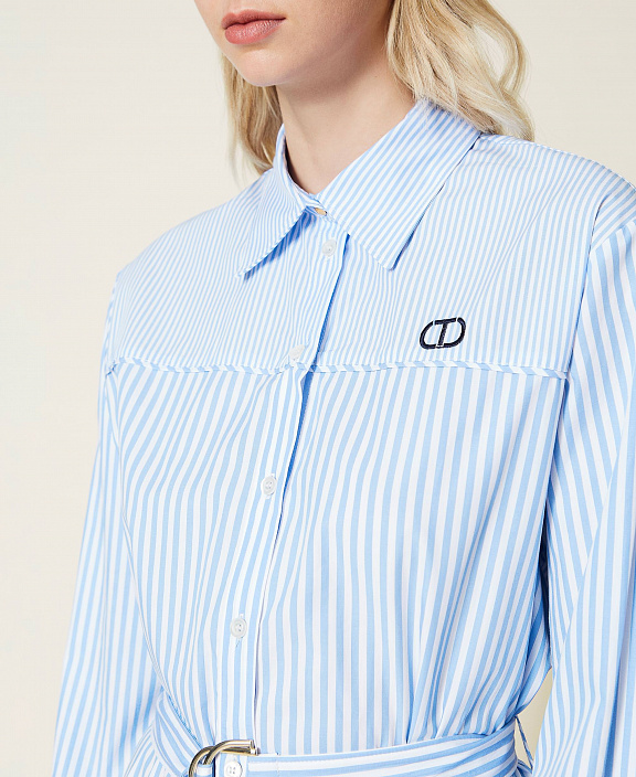 Платье-рубашка из поплина в полоску