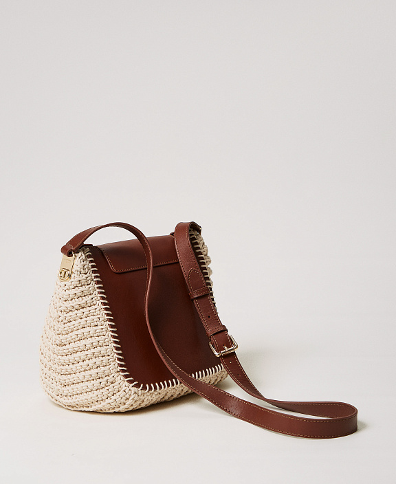 Сумка через плечо из кроше и кожи