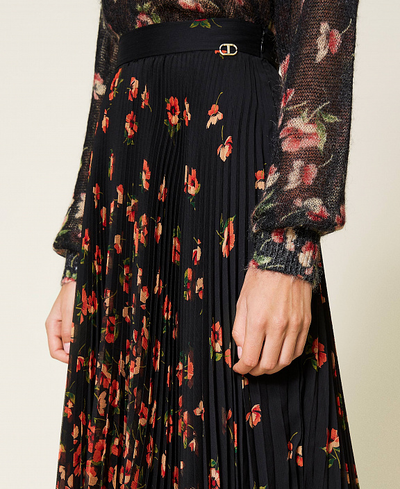 Юбка из креп-шифона с цветочным принтом