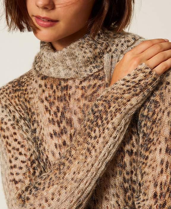 Джемпер из смесового мохера с принтом