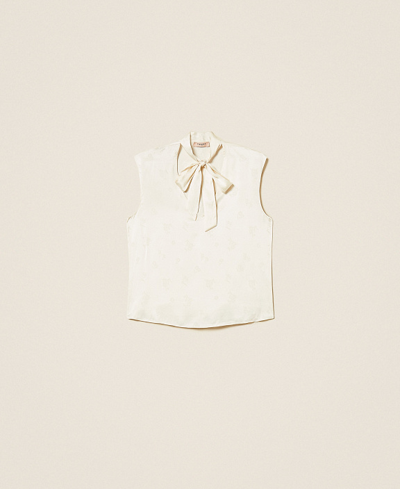 Топ из жаккардового атласа с бантом