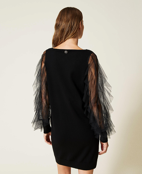 Платье миди с воланом из тюля