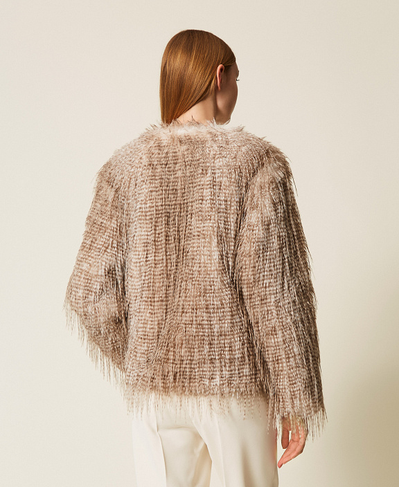 Куртка из искусственного меха с принтом