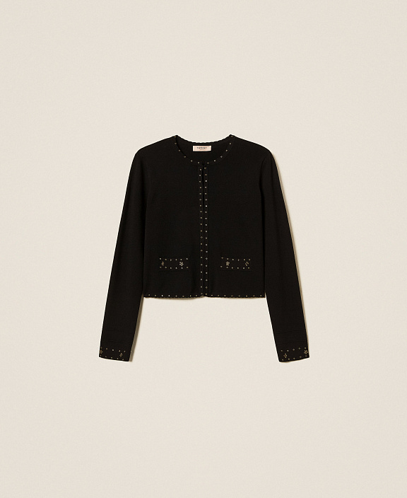 Трикотажный жакет со стразами