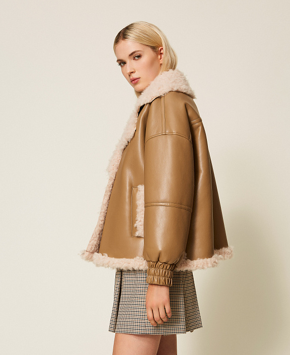 Дублёнка из искусственного меха и кожи