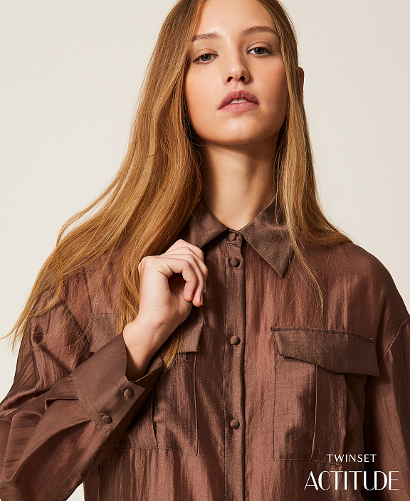 Рубашка из вуали с карманами