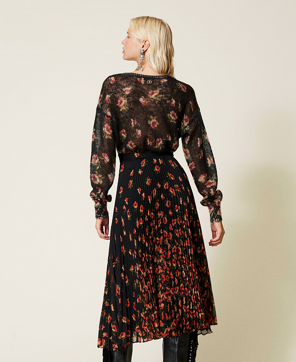 Юбка из креп-шифона с цветочным принтом