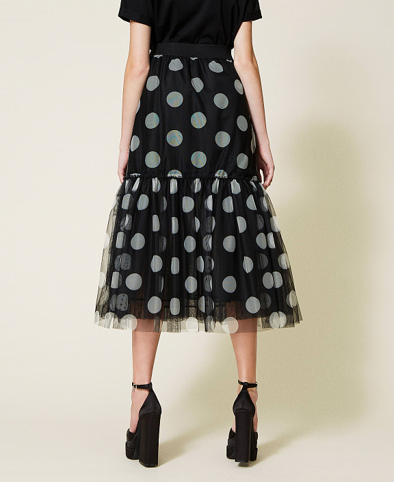 Длинная юбка из тюля в горошек