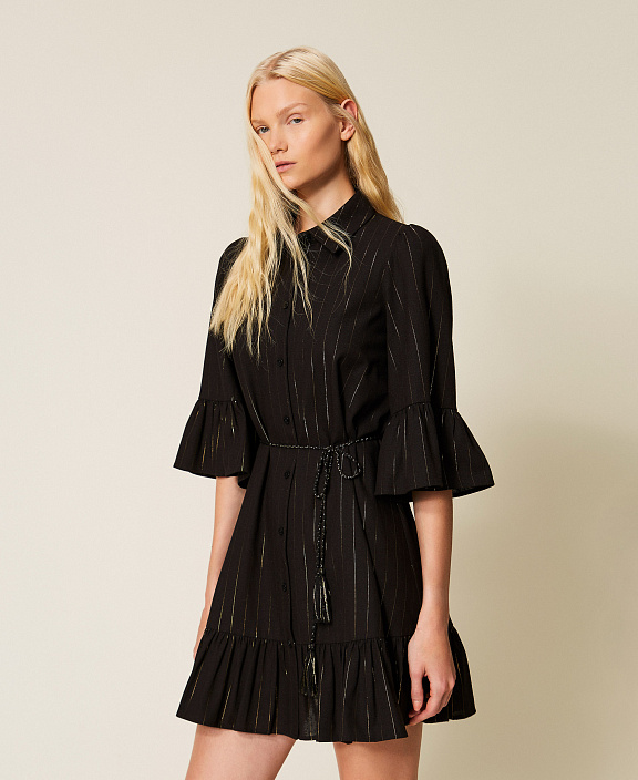 Короткое платье в полоску из люрекса