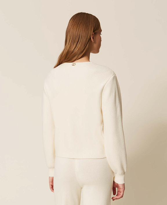 Кардиган с объёмным цветочным кружевом спереди