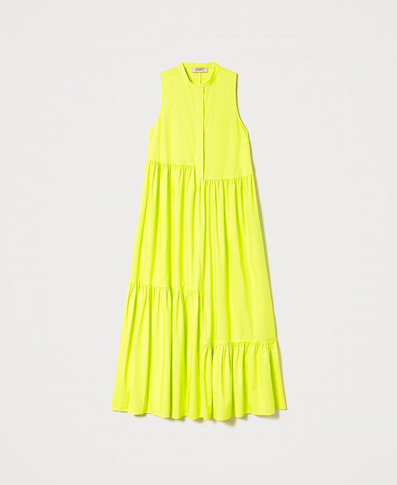 Длинное платье из поплина с оборками