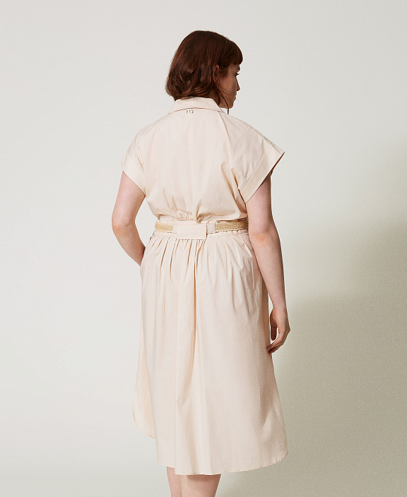 Платье миди из поплина с поясом