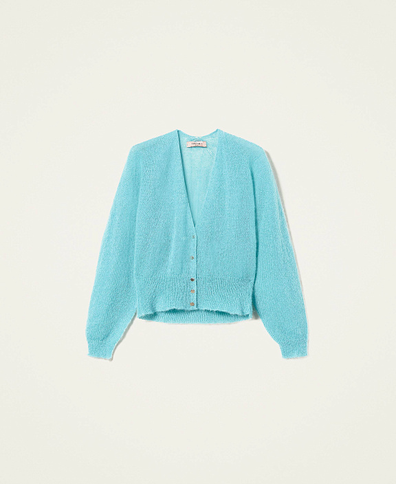 Бесшовный кардиган из смесового мохера