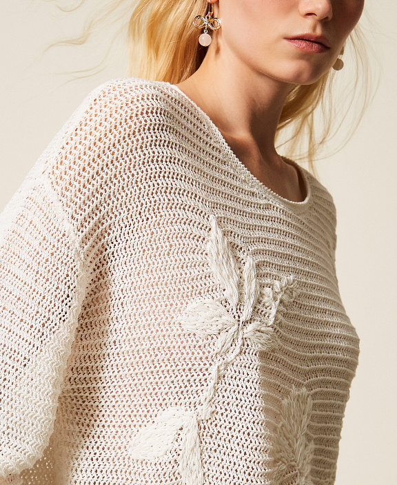 Сетчатый джемпер с ручной вышивкой