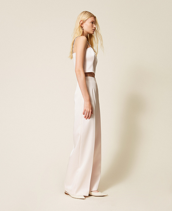 Брюки-палаццо из атласа-дюшес