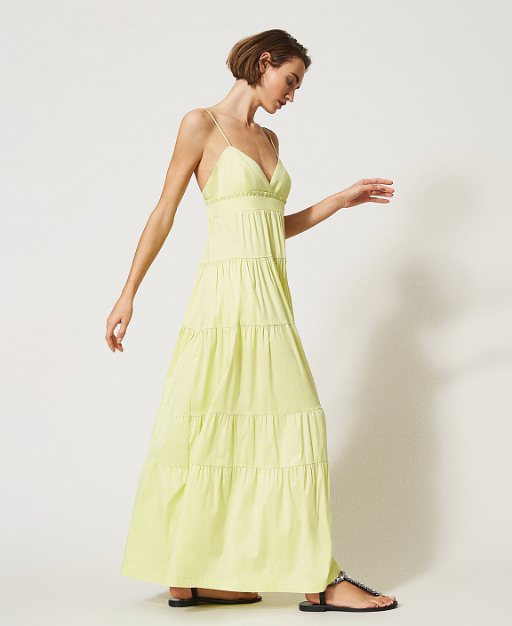 Длинное платье Draco из поплина с оборками