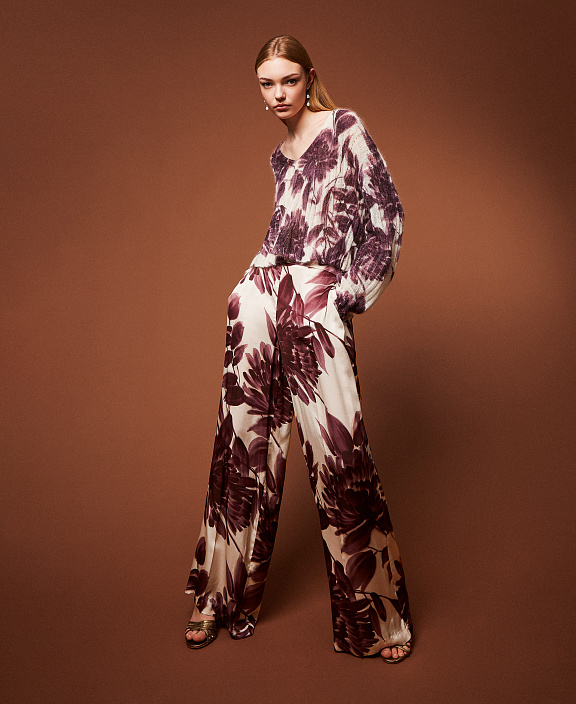 Широкие брюки с цветочным принтом