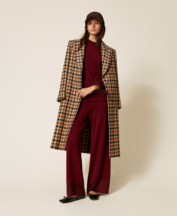 Трикотажные полушерстяные брюки с атласом