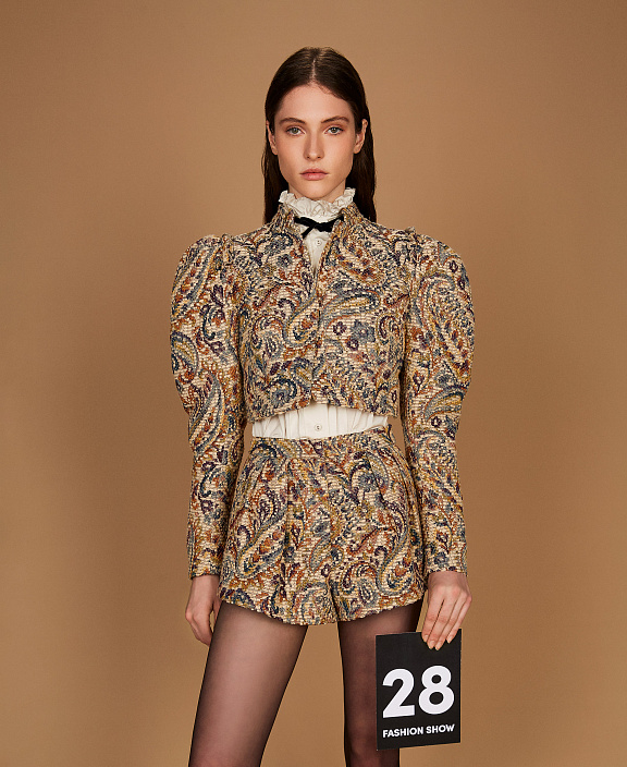 Жаккардовый жакет с кашемировым узором