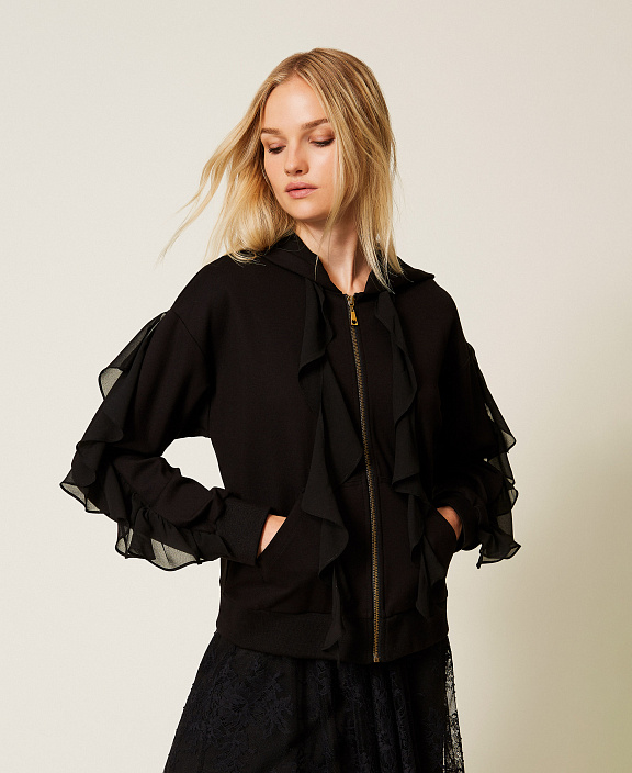 Толстовка с оборками из жоржета