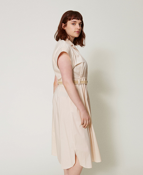 Платье миди из поплина с поясом