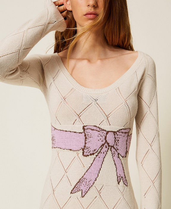 Длинное платье из пряжи Treeblend с интарсийным рисунком