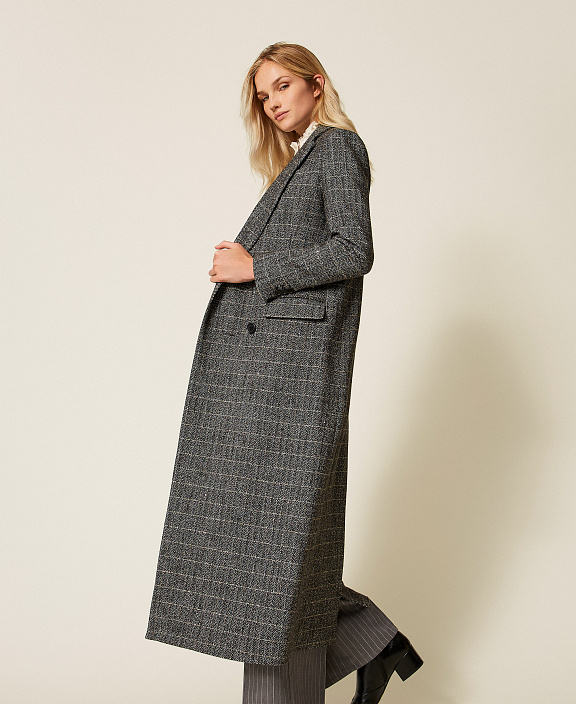 Длинное пальто из смесовой шерсти с люрексом