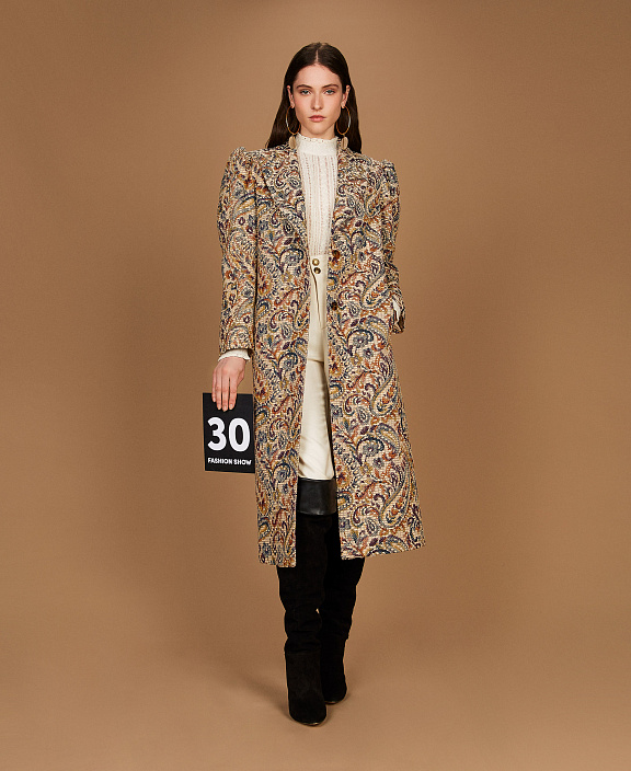 Жаккардовое пальто с кашемировым узором
