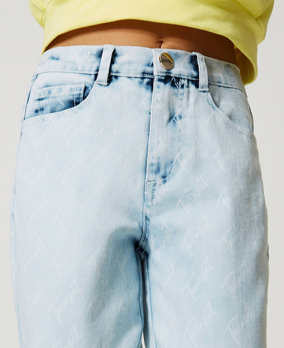 Пятикарманные джинсы с принтом логотипа
