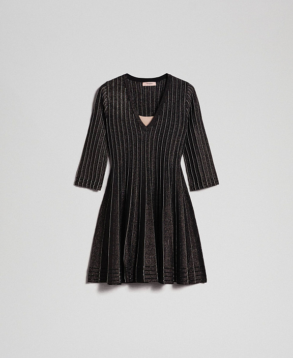 Платье из плиссированного трикотажа с люрексом