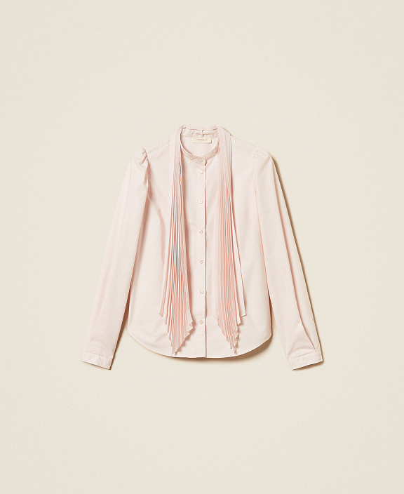 Поплиновая рубашка с плиссированным шарфом